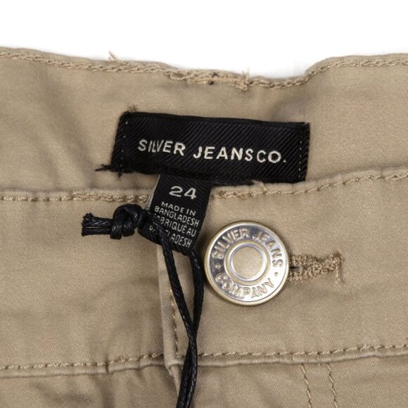 SILVER Jeans Khaki Shorts Mid Rise Stretch Chino Tan Beige Plus 24 Summer NEW - Picture 4 of 7